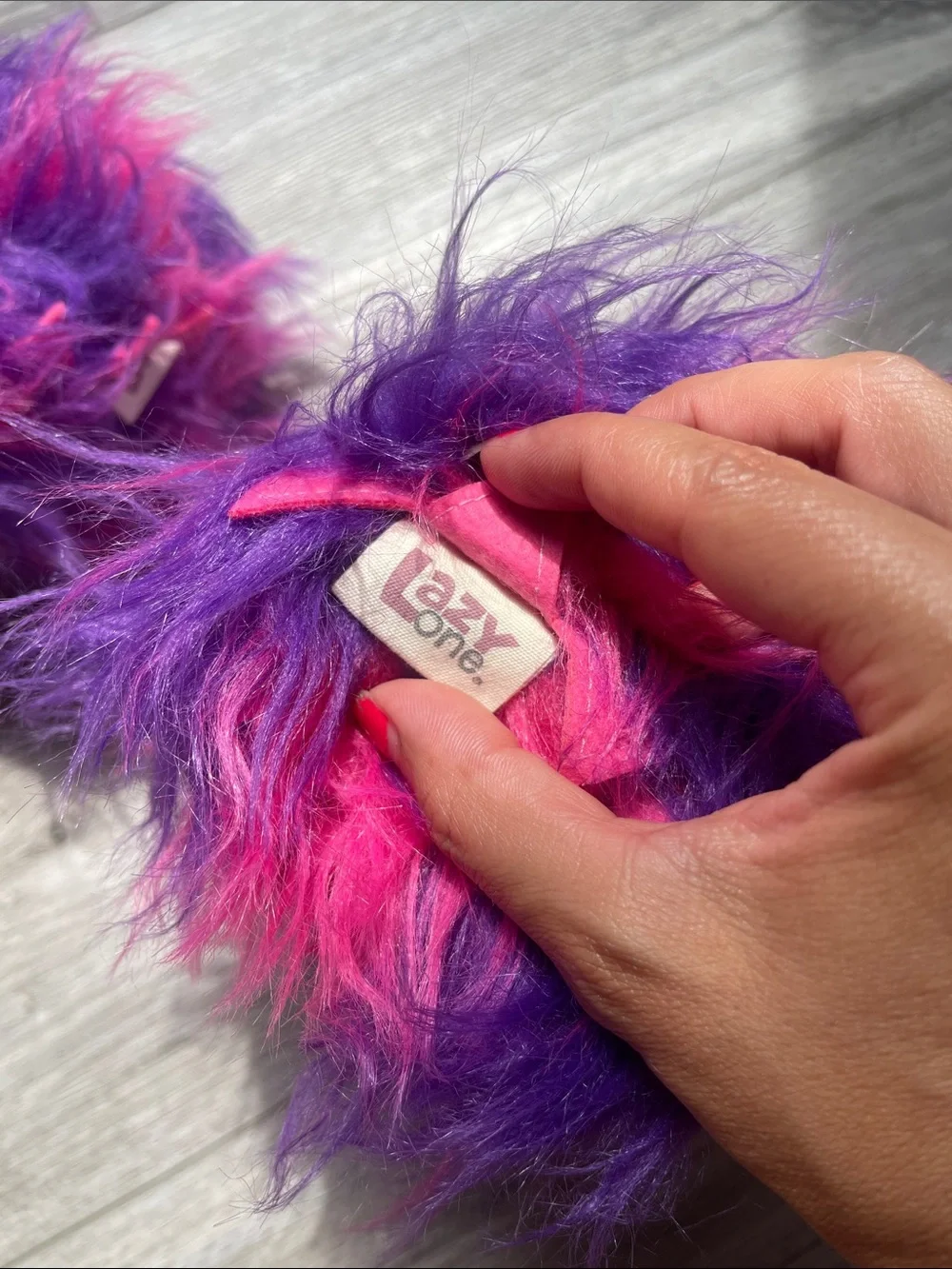 NWOT Plush Monster Paw Slippers for Kids - Pink & Purple